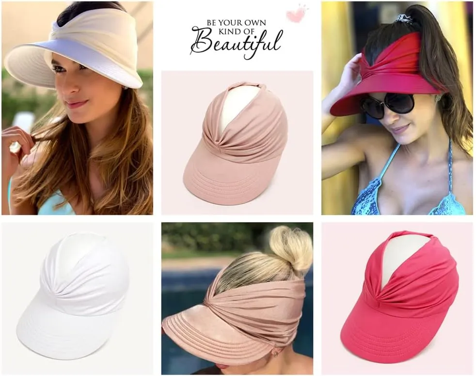 Sun Hat Women Sun Beach Visor Cap UV Protection with Wide Brim for Sports Beach Golf Hiking