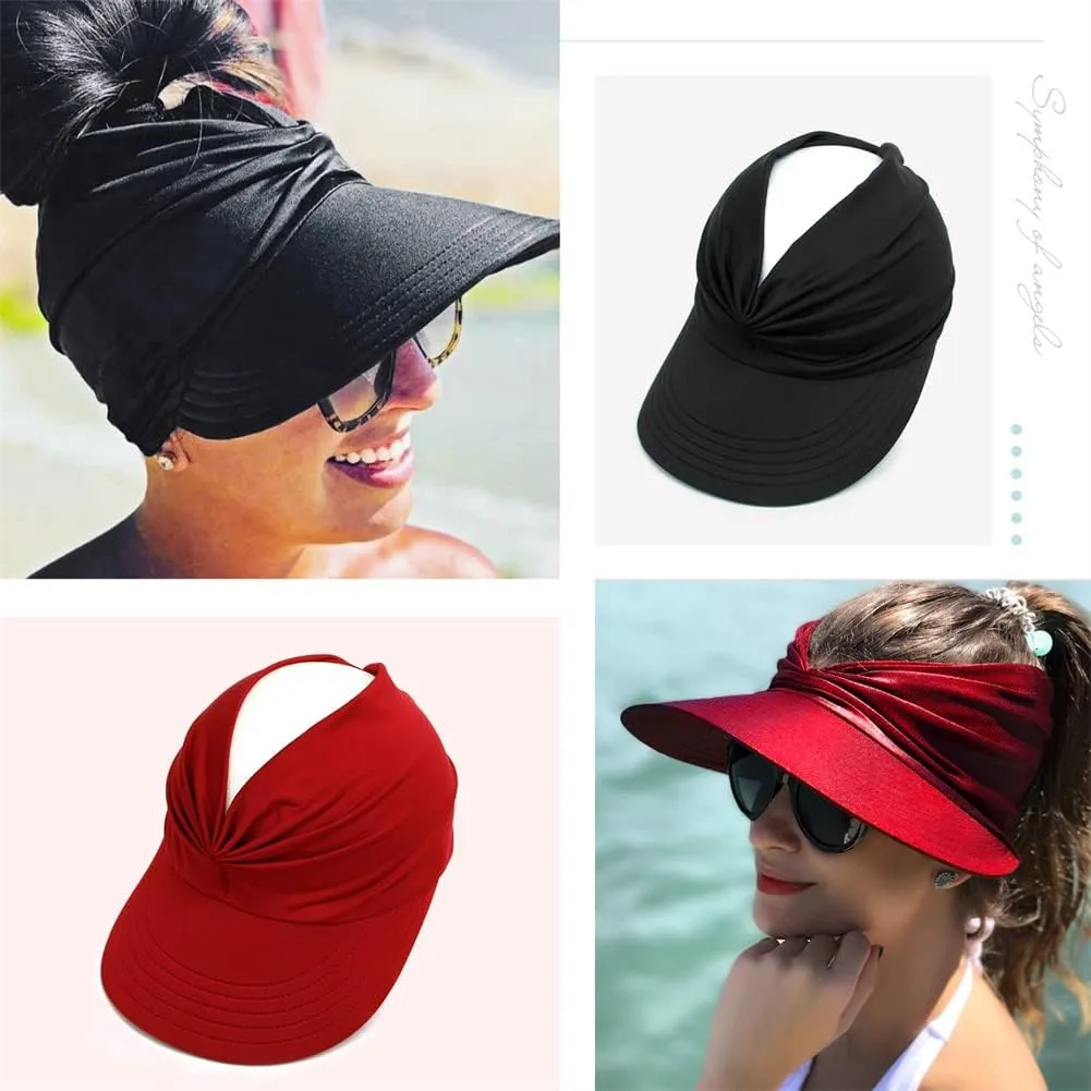 Sun Hat Women Sun Beach Visor Cap UV Protection with Wide Brim for Sports Beach Golf Hiking