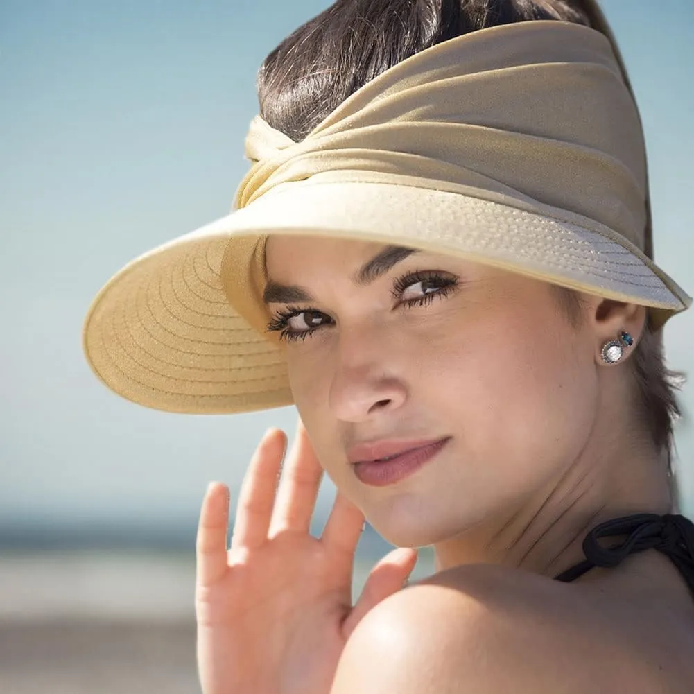 Sun Hat Women Sun Beach Visor Cap UV Protection with Wide Brim for Sports Beach Golf Hiking
