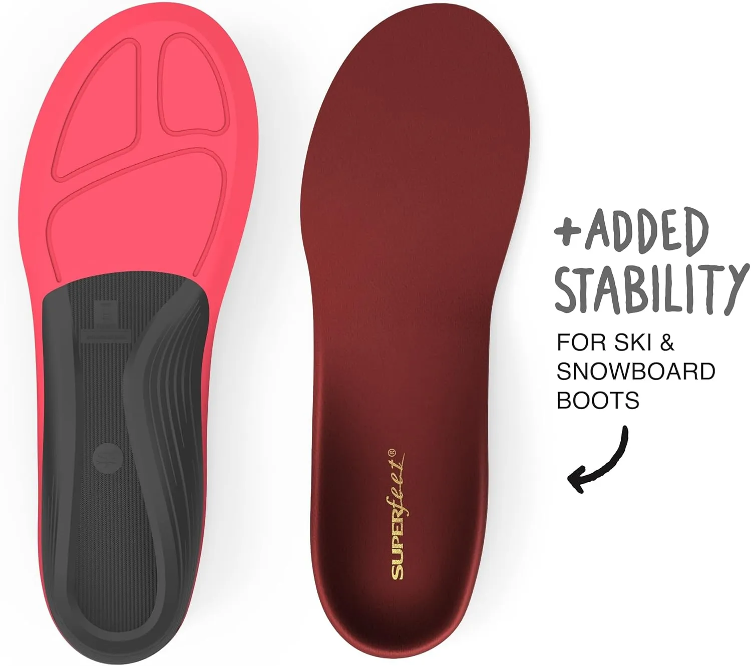 Superfeet Winter Support Insoles - Trim-to-Fit Arch Support Inserts for Ski or Snowboard Boots - Professional Grade - 5.5-7 Men / 6.5-8 Women