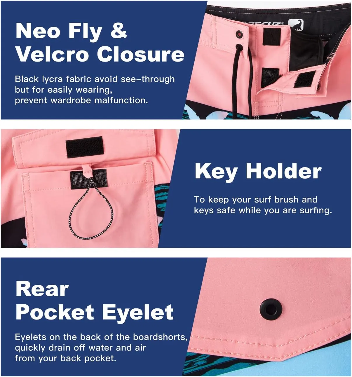 SURF CUZ Men's Board Short Beach Short 4-Way Stretch Swim Short