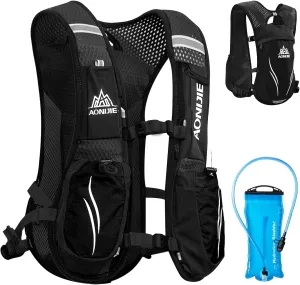TRIWONDER Running Vest for Men Women Hydration Backpack Water Pack 5.5L Lightweight Runner Marathon Trail Hiking Cycling (02 Black 5.5.5L - with 2L TPU Water Bladder)