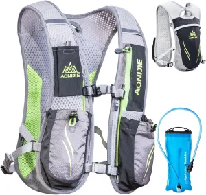 TRIWONDER Running Vest for Men Women Hydration Backpack Water Pack 5.5L Lightweight Runner Marathon Trail Hiking Cycling (Grey - with 2 Soft Water Bottles (350ml))