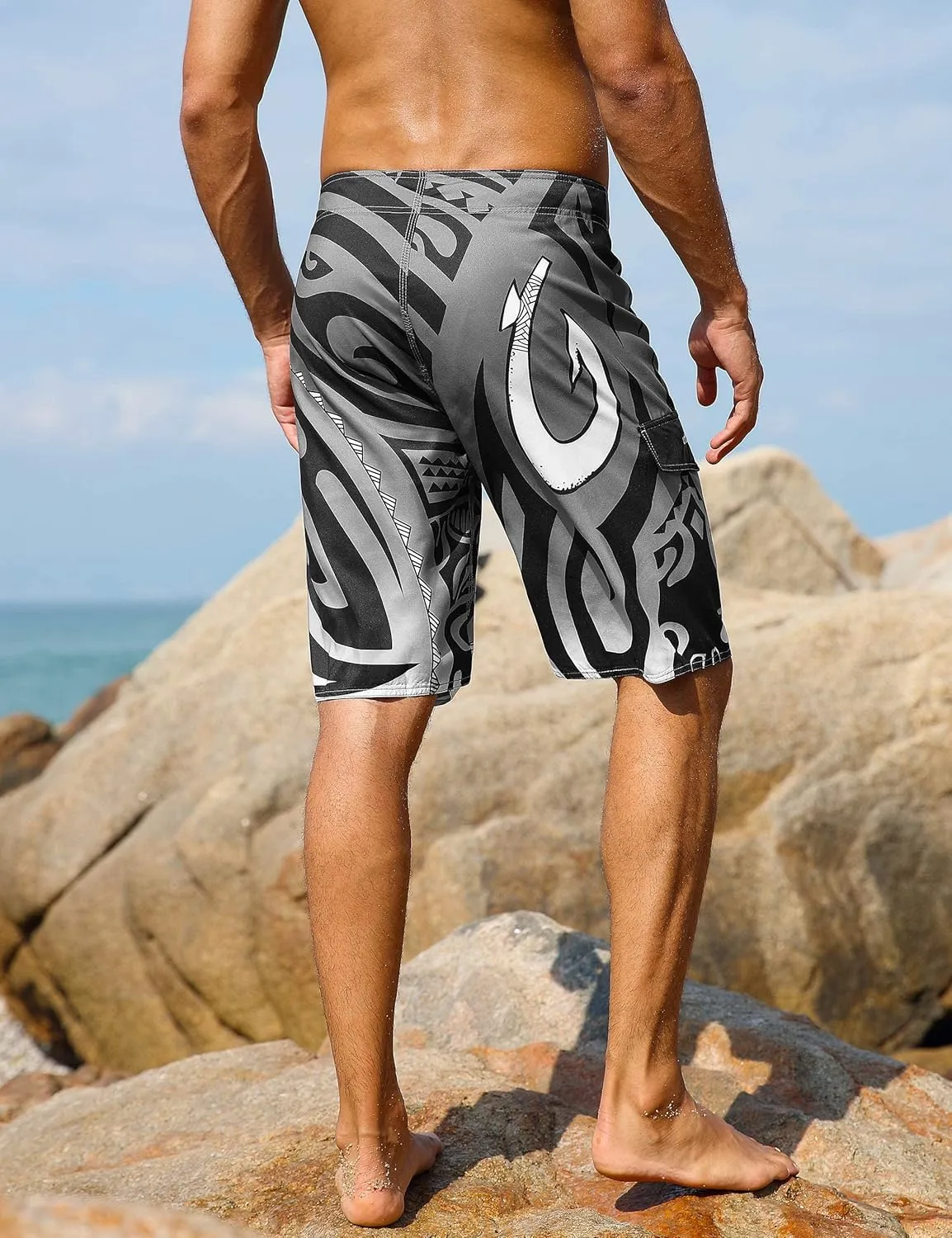 unitop Men's Swim Trunks Beachwear Quick Dry Hawaiian Printed