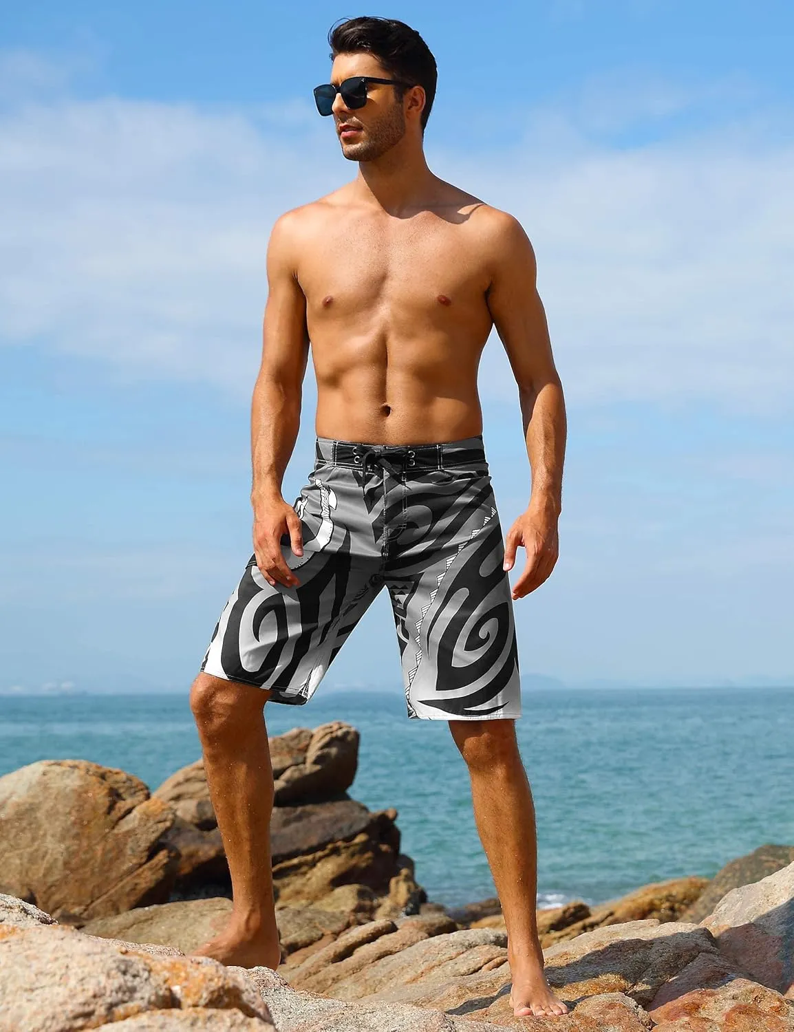 unitop Men's Swim Trunks Beachwear Quick Dry Hawaiian Printed