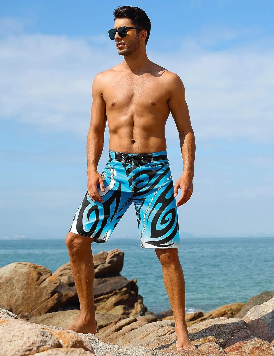 unitop Men's Swim Trunks Beachwear Quick Dry Hawaiian Printed