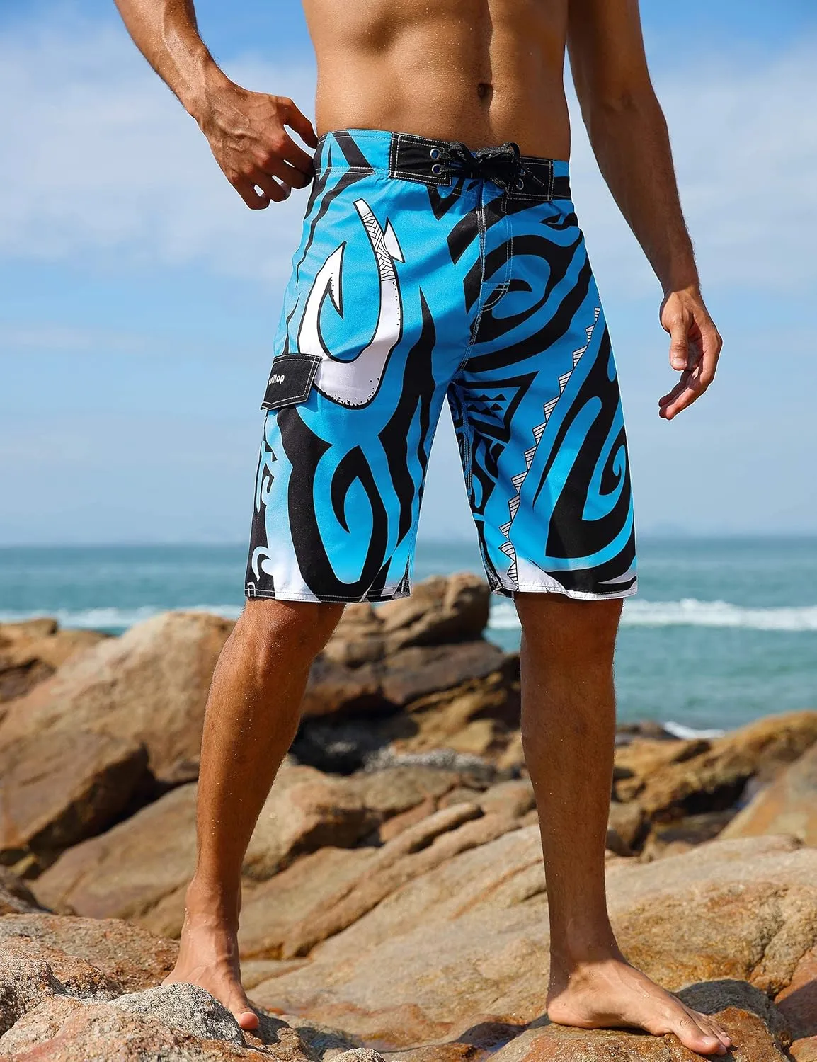 unitop Men's Swim Trunks Beachwear Quick Dry Hawaiian Printed