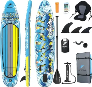 UPWELL 10'6"/11'/11'6" Inflatable Paddle Board, Stand Up Paddle Board for Youth & Adults, Stable Design, Premium SUP Accessories, Backpack, 10L Dry Bag, Paddle, Leash, Hand Pump, Fins