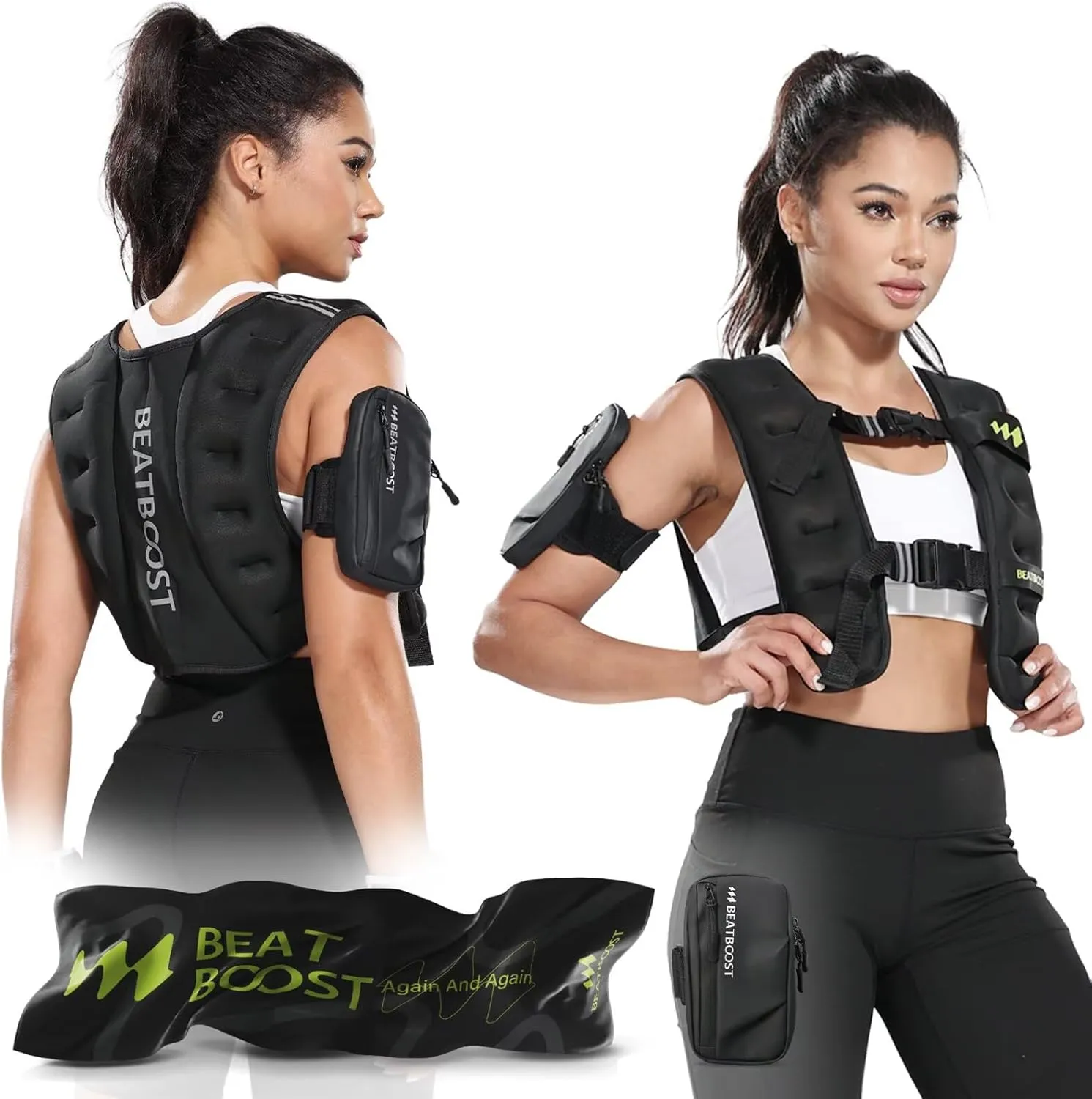 Weighted Vest for Women Men BeatBoost 10lb/15lb/20lb/25lb/30lb/35lb/40lb Weight Vest with Ironsand for Strength Training Running Walking Workout