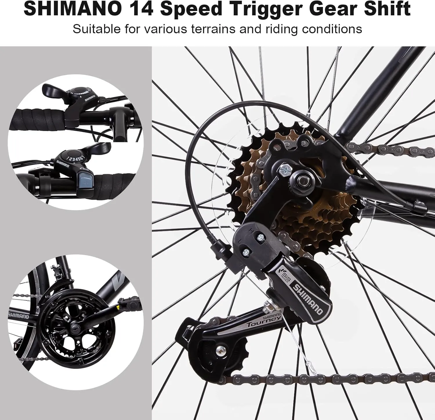 WEIZE Road Bike, 700C Wheel City Commuter Bicycle, Shimano 14 Speed Drop Bar, Racing Adult Bike with Caliper Brakes, High-Carbon Steel Hybrid Bikes, Urban Adult Bicycle for Men and Women