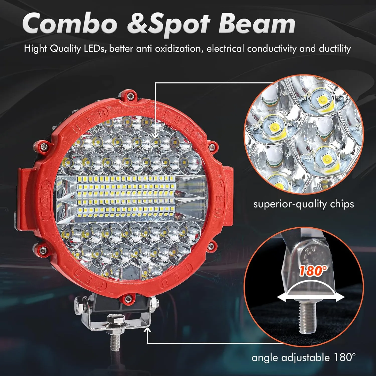 WINBANG 7 Inch Round LED Light Bar, 4PCS 201W Driving Light Bar Fog Lights Combo Beam LED Off Road Lighting with Wiring Harness for Pickup SUV ATV UTV Truck Light