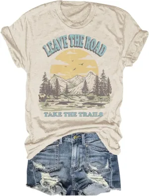 Women's Nature Camping Mountain Hiking Lovers Shirt Adventure Wild Outdoor Graphic Tees Tops