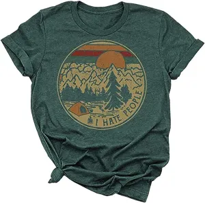 Women's Nature Camping Mountain Hiking Lovers Shirt Adventure Wild Outdoor Graphic Tees Tops