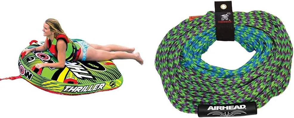 Wow Sports  Thriller Towable Deck Tube for Boating  1 Person 170 lbs Capacity  Inflatable Boat Tube for Water Sports  Youth & Adults