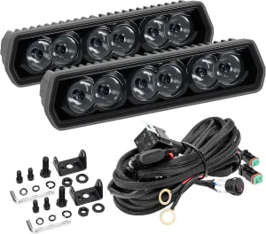 YCHOW-TECH 6 Inch LED Light Bar, 2PCS 120W 12,000LM Offroad Fog/Driving Lights LED Pods with DT Wiring Harness Kit, Spot Beam Backup Lights LED Work Lights Auxiliary Light on Truck ATV UTV Boat
