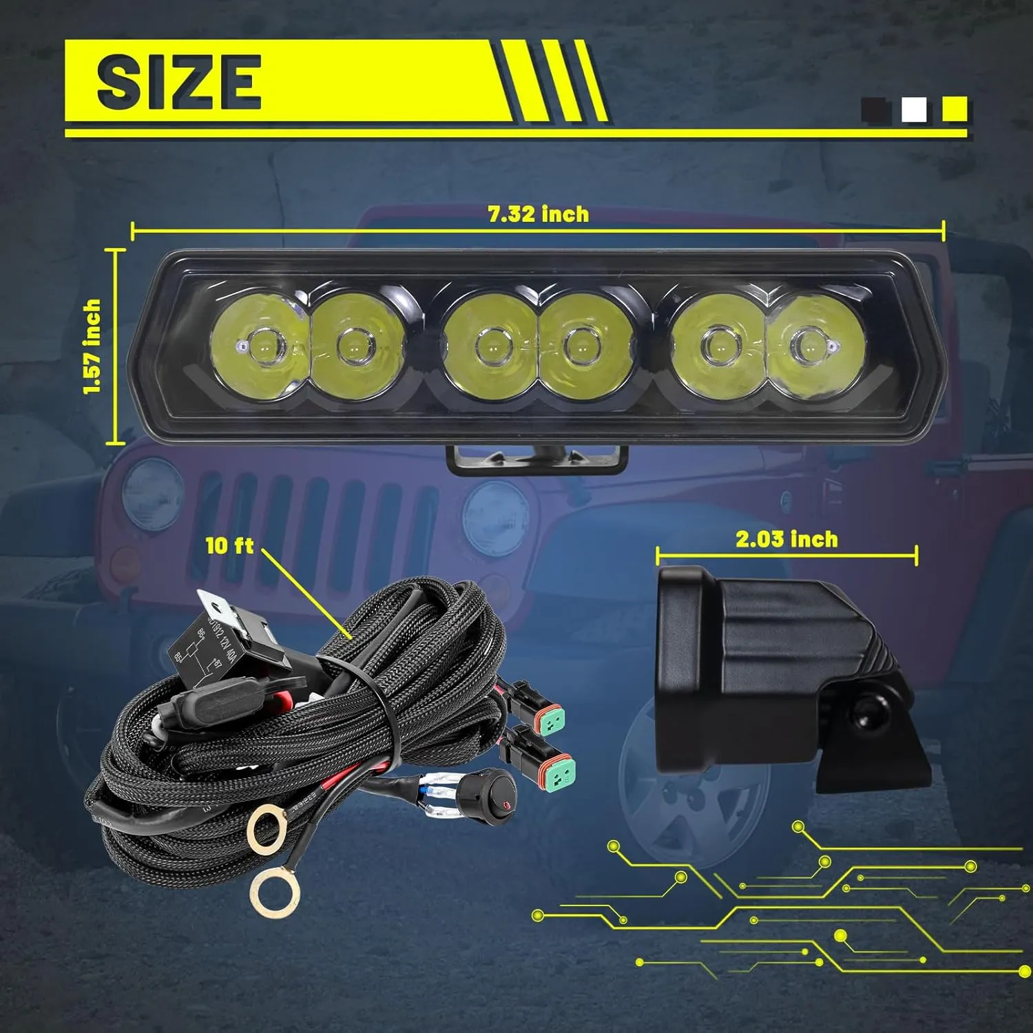 YCHOW-TECH 6 Inch LED Light Bar, 2PCS 120W 12,000LM Offroad Fog/Driving Lights LED Pods with DT Wiring Harness Kit, Spot Beam Backup Lights LED Work Lights Auxiliary Light on Truck ATV UTV Boat
