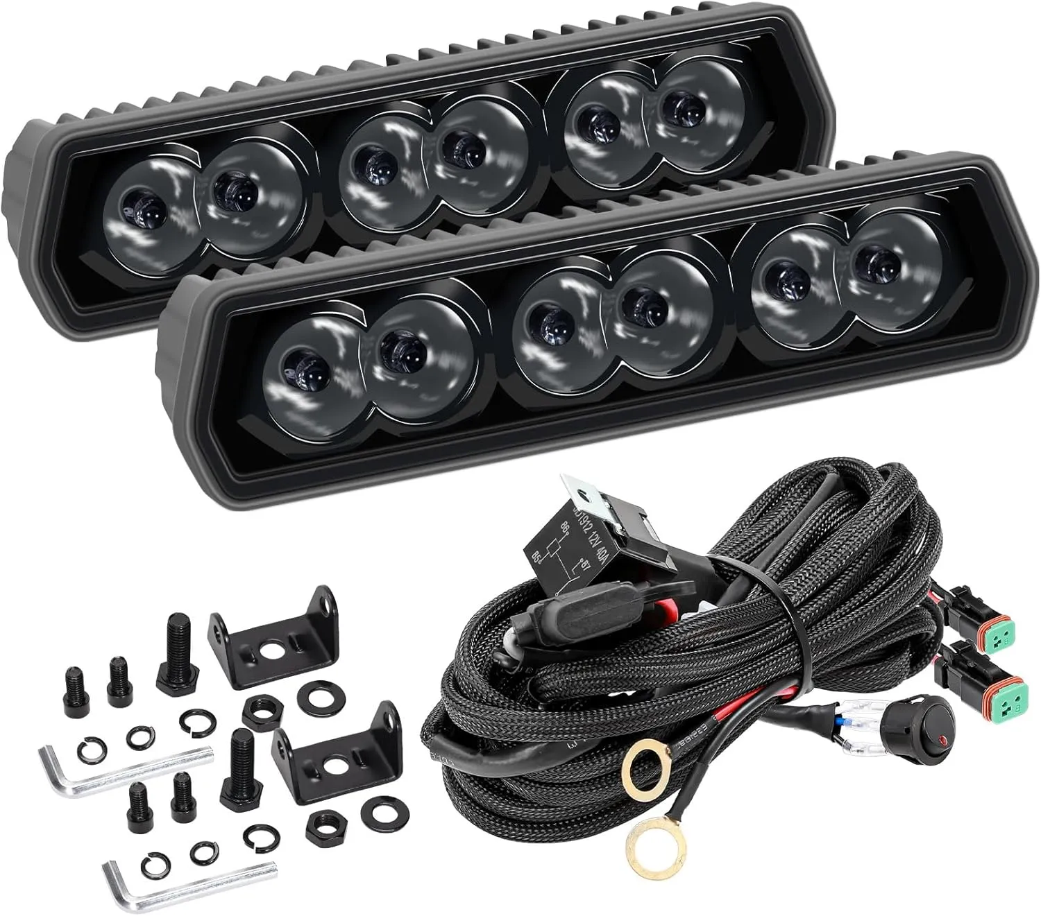 YCHOW-TECH 6 Inch LED Light Bar, 2PCS 120W 12,000LM Offroad Fog/Driving Lights LED Pods with DT Wiring Harness Kit, Spot Beam Backup Lights LED Work Lights Auxiliary Light on Truck ATV UTV Boat