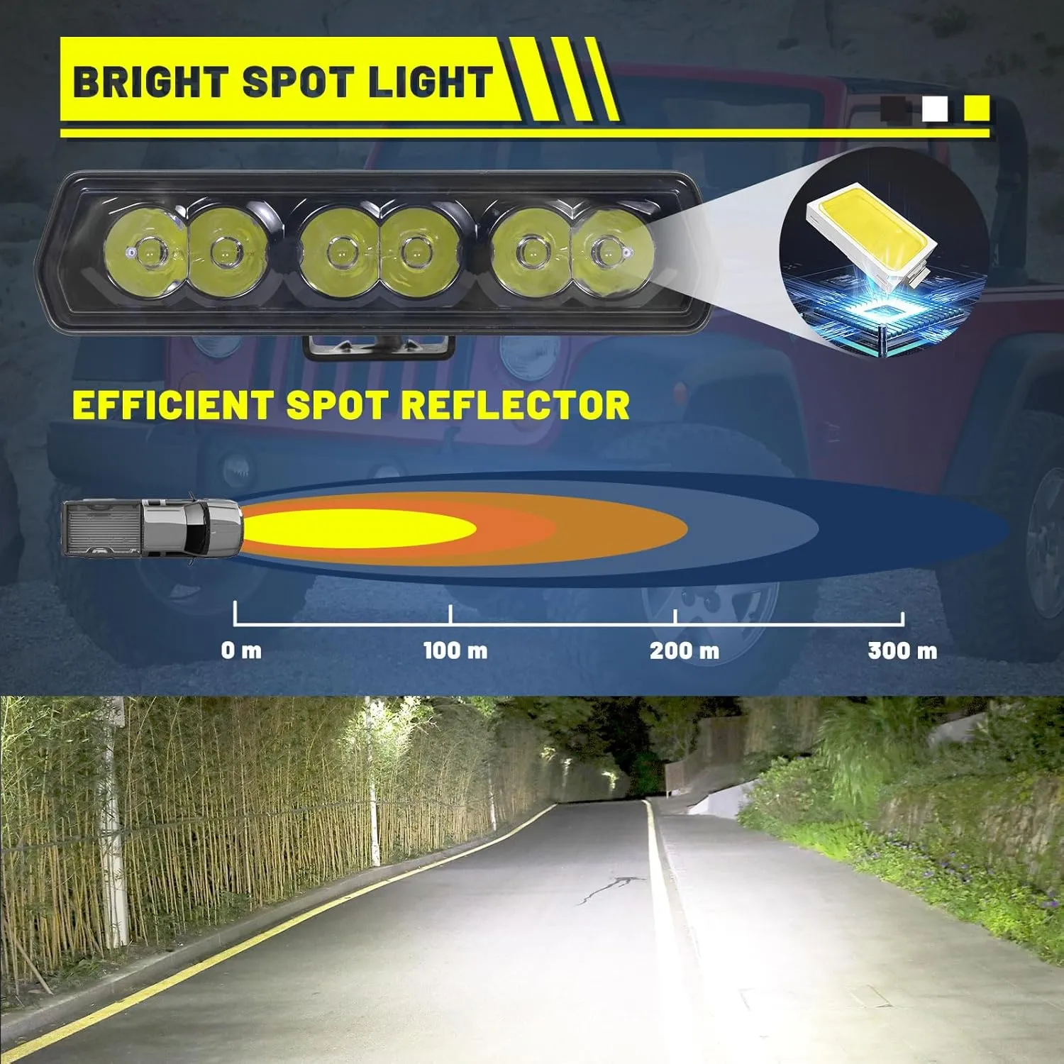 YCHOW-TECH 6 Inch LED Light Bar, 2PCS 120W 12,000LM Offroad Fog/Driving Lights LED Pods with DT Wiring Harness Kit, Spot Beam Backup Lights LED Work Lights Auxiliary Light on Truck ATV UTV Boat