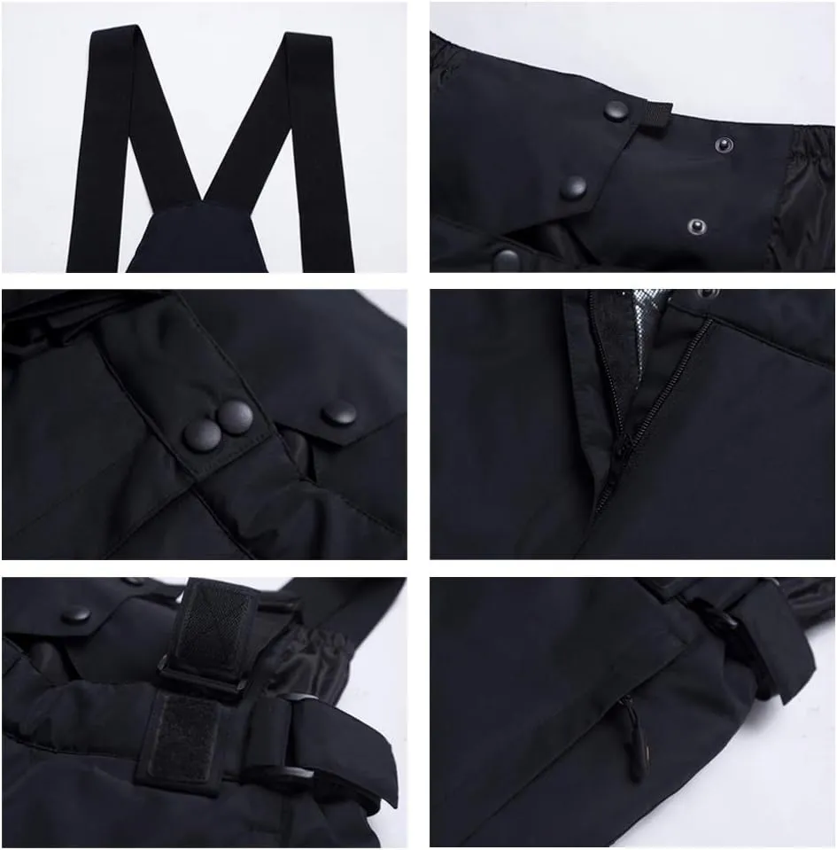 YEEFINE Men's Waterproof Snow Ski Pants Insulated Warm Winter Outdoor Snowboard Bibs with Suspenders