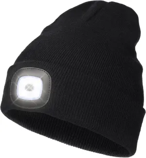 YunTuo LED Beanie with The Light, Unisex USB Rechargeable Headlamp Winter Knitted Cap Gifts for Men Dad Husband Him